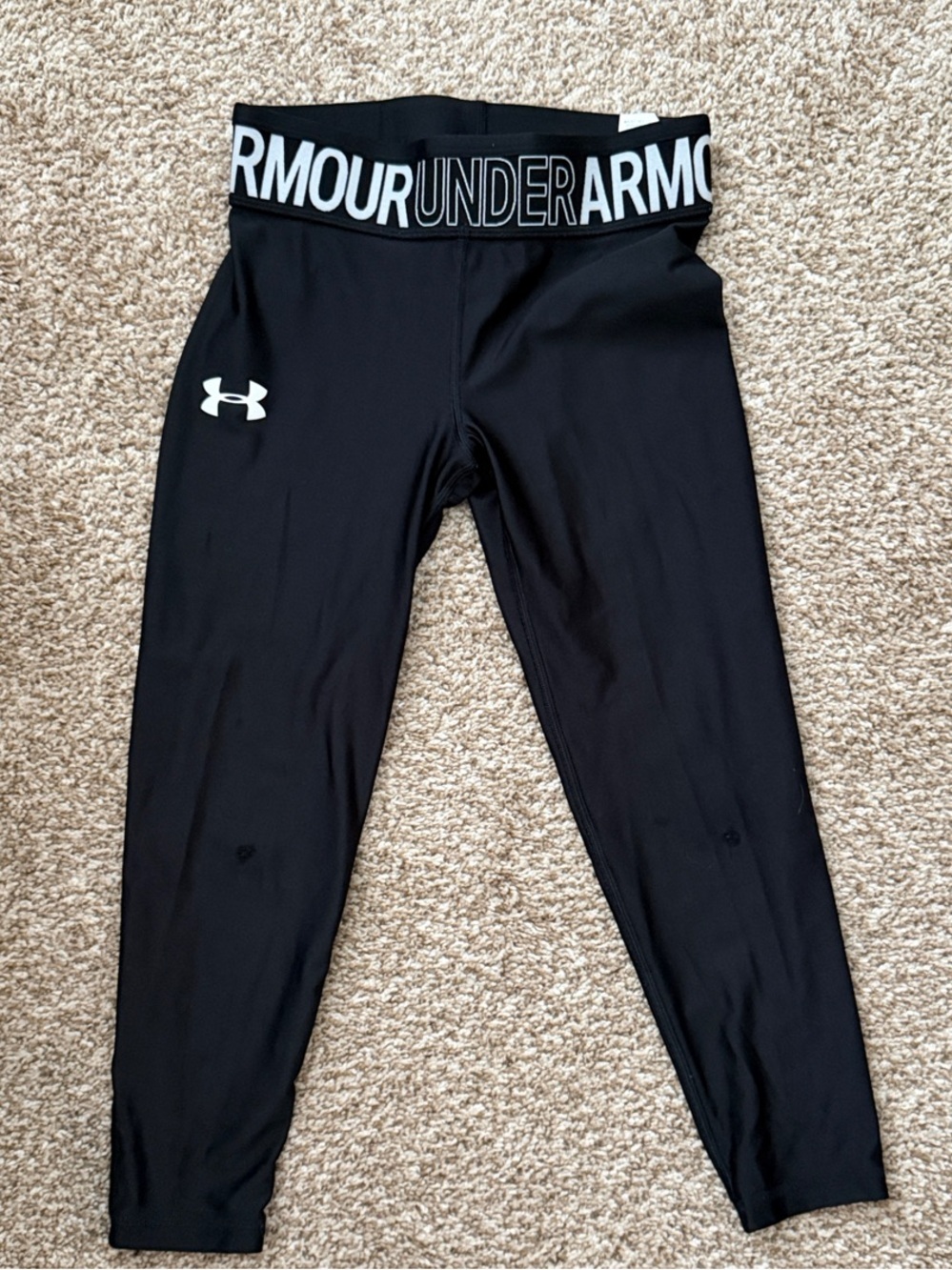 Under Armour Black Logo Waistband  7/8 Leggings